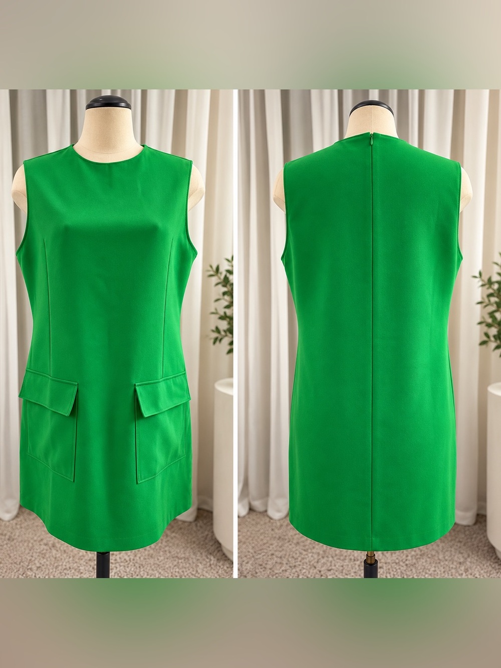 H&M Bright Green Sleeveless Shift Dress